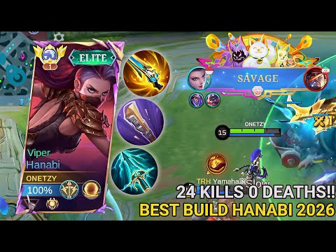 SAVAGE🔥 24 KILLS 0 DEATHS | BEST BUILD HANABI 2026 - MOBILE LEGENDS