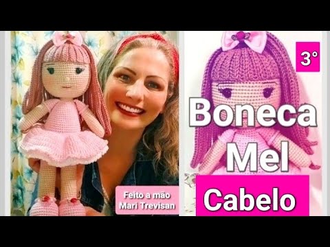 Boneca Mel - Amigurumi Passo a Passo cabelo 3/4