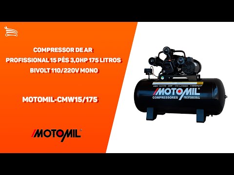 Compressor de Ar Profissional 15 Pés 3,0HP 175 Litros Bivolt 110/220V Mono - Video