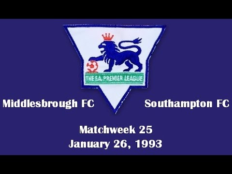 FA Premier League. Season 1992-1993. Matchweek 25. Middlesbrough - Southampton - 2:1. Highlights.