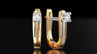 Золотые серьги с бриллиантом. Артикул 770382  - Фото 2