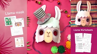 Make a 3D paper Llama mask. Instantly download an easy DIY Llama mask template from Happythought