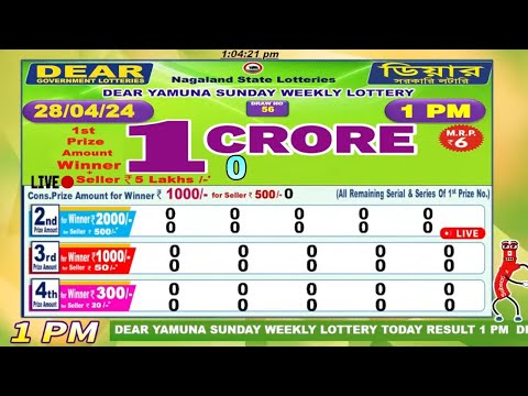 [LIVE] Lottery 1:00 PM Dear nagaland state lottery live draw result 28.04.2024 | Lottery live