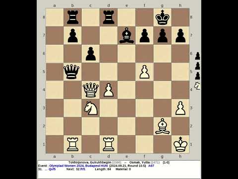 Tokhirjonova, Gulrukhbegim vs Osmak, Yuliia | 45th Chess Olympiad Women 2024, Budapest Hungary