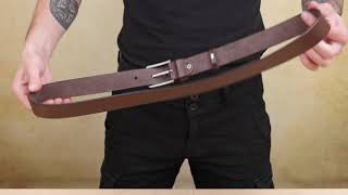 Шкіряний строгий чоловічий ремінь 20717 Vintage коричневий