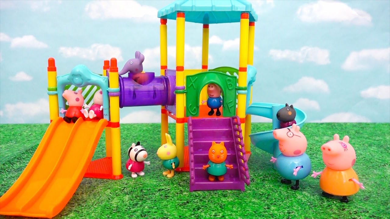 Peppa Pig at the Park Playground ! Toys and Dolls Family Fun for Kids 💖 Sniffycat