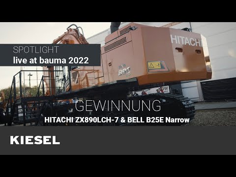 Kiesel SPOTLIGHT auf der bauma 2022 - GEWINNUNG: Hitachi ZX890LCH-7 & Bell B25E Narrow
