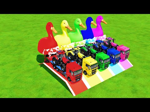 TRANSPORTING COWS WITH COLORED MINI TRACTORS & TAM TRUCKS - Farming Simulator 22