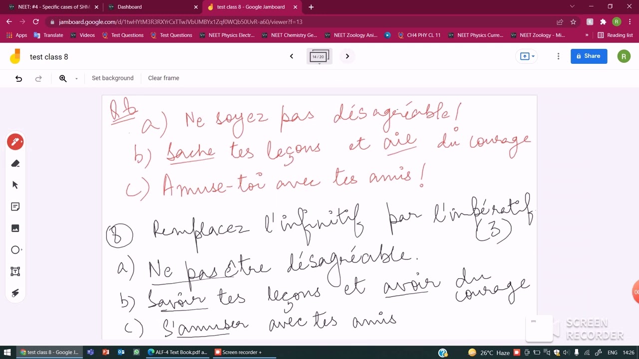 CBSE Class 8 French Answers of Practice Questions