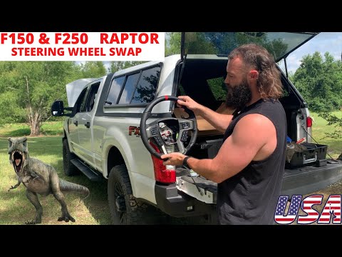 Ford Raptor steering Wheel install F250 & F150 ( MY FAVORITE MOD!!!)