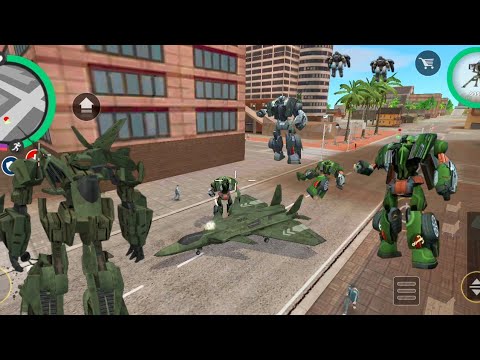 ROPE HERO VICE TOWN (TRANSFORMER ROBOT AIRCRAFT FIGHT GREEN ROBOT CAR)ROBOT FIGHT - ANDROID GAMEPLAY
