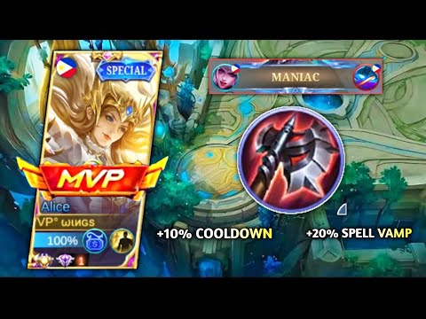ALICE NEW BUILD BLOODLUST ITEM HACK !! UNSTOPPABLE IN SOLO RANKED GAME ~MLBB~