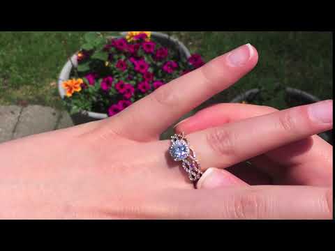 Round Infinity Halo Engagement Ring Bridal Set - TwoBirch ST-ENG-226-WG-E7J