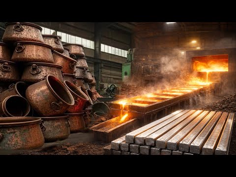 Amazing Recycling Process | Old Cooking Pots to Shine Iron Bars