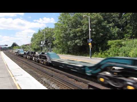 57004 with two flask carrying wagons passes Basingstoke 12/06/2014