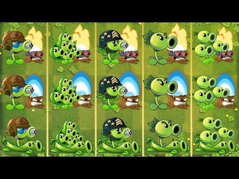 Pvz 2 Gameplay - All Peashooters & Torchwood & Pea Vine Combo Challenge - Which Team Plant Will Win