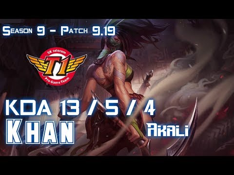 SKT T1 Khan AKALI vs DARIUS Top - Patch 9.19 KR Ranked