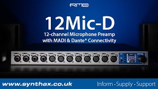 Video thumbnail for RME 12Mic-D Overview - 12 channel Microphone Preamp with MADI and Dante Audio Network Connectivity by Synthax Audio UK