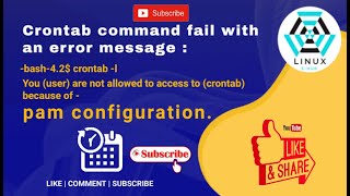 Crontab command error &quot;You (user) are not allowed to access to (cron) because of pam configuration&quot;