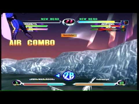 MvC2 (360) Online Player Matches -  xNWHxWARxROCKx(Mag,IM,Psy) vs february6(Sent,IM,Cyc) #485