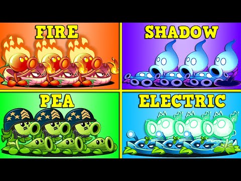 4 Team FIRE x SHADOW x PEA x ELECTRIC Battlez - Who Will Win? - PvZ 2 Gameplay