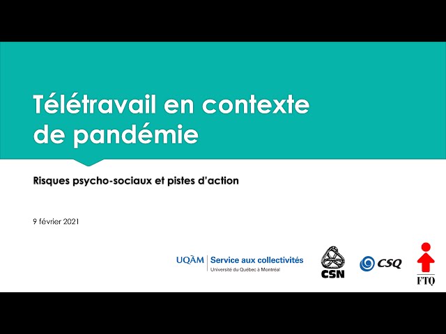 Webinaire: «Télétravail en contexte de pandémie: risques psychosociaux et pistes d’action»
