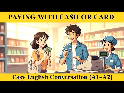 Learn Easy English for Shopping, "Paying with Cash or Card" (A2 Conversation & Listening Practice)