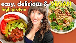 What I Eat in a Day 🌱 EASY high protein vegan meals (REALISTIC)