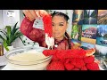 KING CRAB SEAFOOD BOIL FRIED HOT CHEETOS KING CRAB LOBSTER TAILS SHRIMP WITH CHEESE