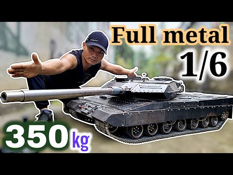 Homemade tank 1/6, full video, 350kg, full metal| rc action homemade