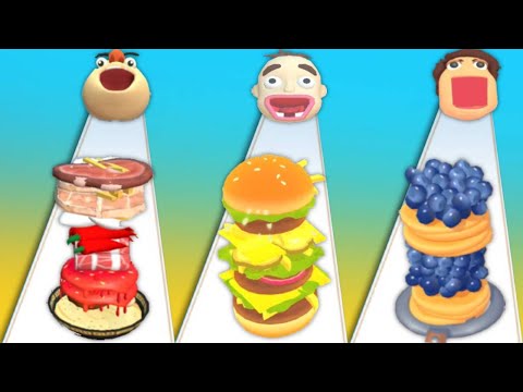 NOODLE RUN vs BURGER RUSH vs PANCAKE RUN - Gameplay All levels