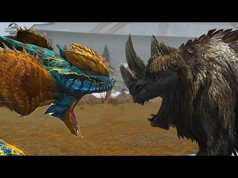 NEW HYBRID RHINOPROTODON VS DILOPHOBOA SNAKE - CENOZOIC TOURNAMENT | JURASSIC WORLD THE GAME