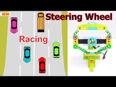 How to make Racing Game with Real Steering Wheel | Lego wedo 2.0 and Scratch