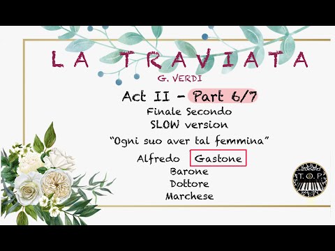 Traviata Act 2 Finale | Part 6/7 | GASTONE highlighted | SLOW | Opera Study Piano Accompaniment