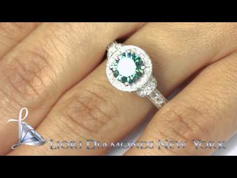 FD-SOLD-021 - 2.58 Carat Fancy Blue Diamond Engagement Ring 18k White Gold Pave Halo