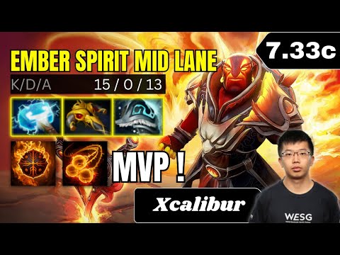 PATCH 7.33c - Xcalibur Ember Spirit Mid Lane Gameplay - Dota 2 Full Match Gameplay