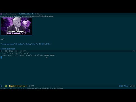Emacs eww send youtube invidious links to mpd with pinch