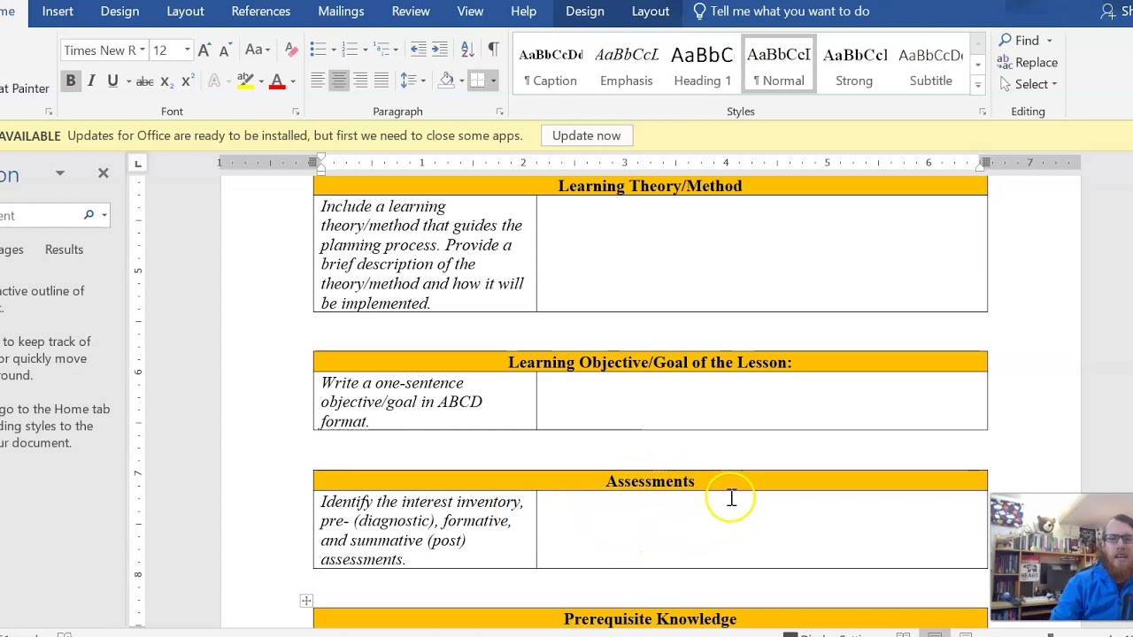 Working Through the Lesson Plan Template