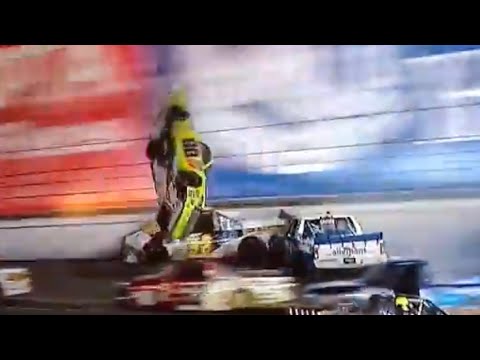 Matt Crafton flips his truck onto Johnny Sauter!