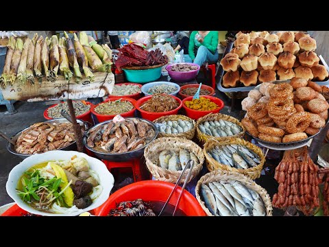 Amazing Old Ta Khmao Market Morning Scenes, Cambodian Food Market Tour 2021