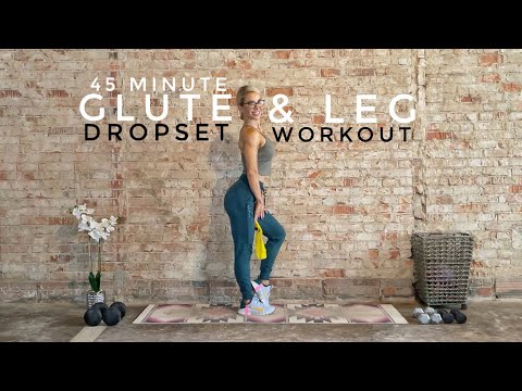 45 Minute Glute and Leg Dropset Workout | Dumbbells + Band | At-Home