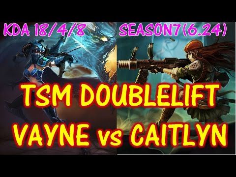 TSM Doublelift Vayne vs Caitlyn / KDA18-4-8 / Solo Ranked full game【LOL NA】【Pro Replay】