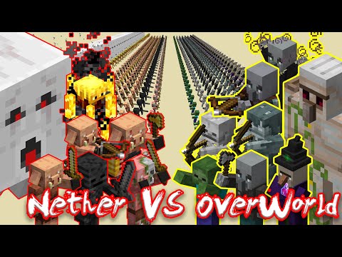 HyCraft - 400 Nether Army Vs 400 OverWorld Army [Minecraft]