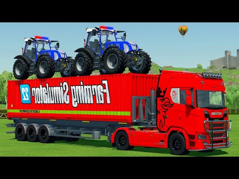 TRANSPORT POLICE TRACTORS AND FORMULA 1 CARS WITH SCANIA TRUCKS - Farming Simulator 22