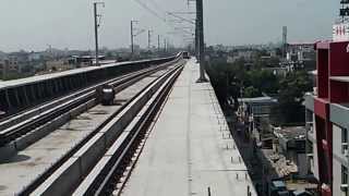 preview picture of video 'Jaipur Metro First Trial Run at Vivek Vihar Metro Station'