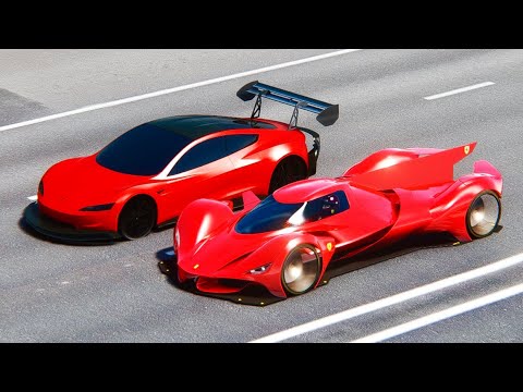 Tesla Roadster GTR Concept vs Ferrari Piero LM 2025 at Drag Race 20 KM