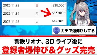 響咲リオナ、3Dライブ後に登録者爆伸び&グッズ完売に本人も驚き【反応集】