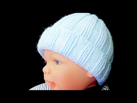 Easy peasy knit baby beanie hat from Newborn and up to 24 Months IN THE ROUND