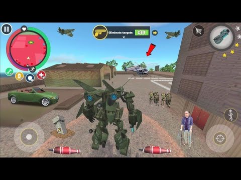 Rope Hero Vice Town (Transformer Jet Airplane Fight Army Man) Robot Jet Airplane stand up Army Base😆