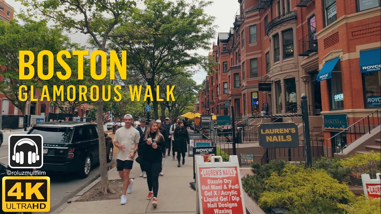 Immersive street-level walking tour through Boston Back Bay, United States, showcasing authentic urban landscapes, local architecture, and the vibrant atmosphere of the city's neighborhoods